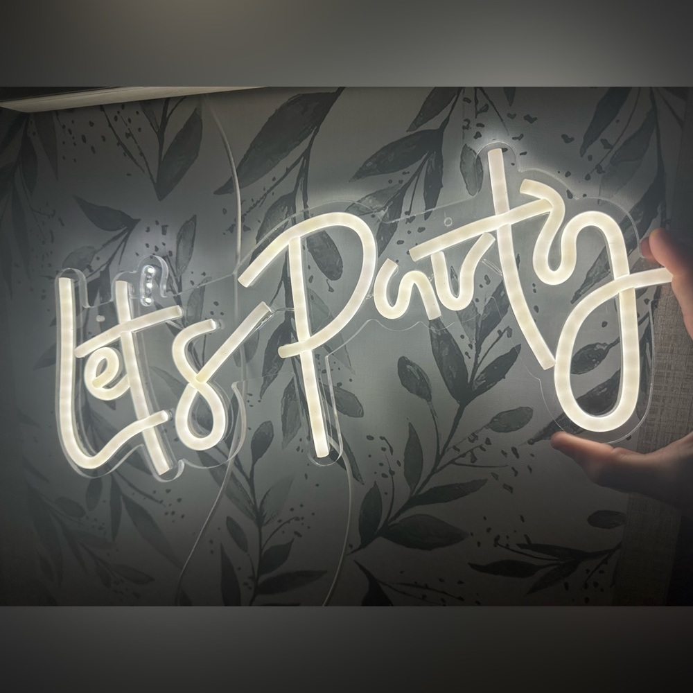Let’s party white light sign dim light white neon sign